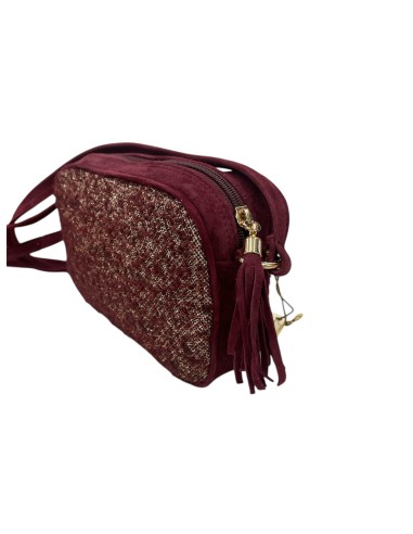 Borsa in camoscio e tessuto Bordeaux con tracolla regolabile | Bettin Calzature