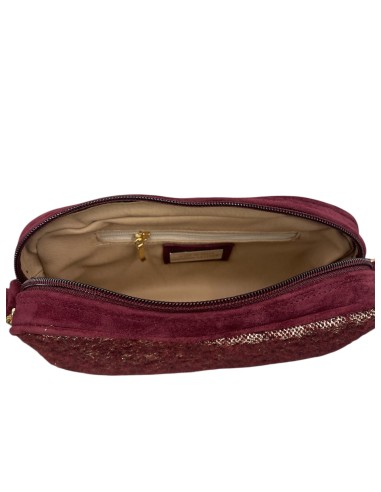 Borsa in camoscio e tessuto Bordeaux con tracolla regolabile | Bettin Calzature