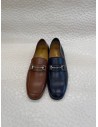 Mocassino Uomo in Nappa Blu o Cuoio con Morsetto – Fondo Cuoio – Bettin Calzature