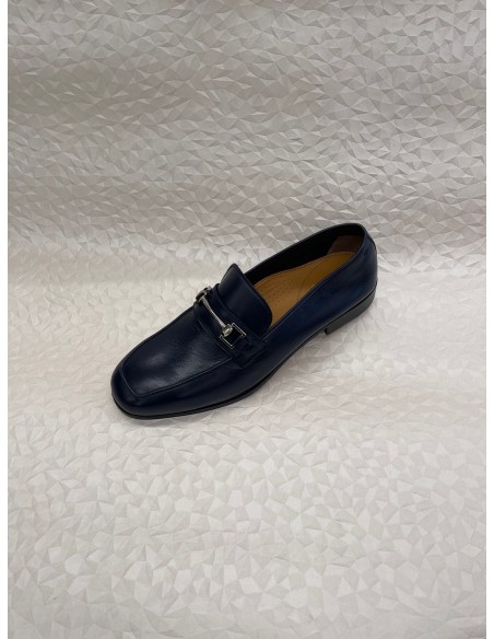 Mocassino Uomo in Nappa Blu o Cuoio con Morsetto – Fondo Cuoio – Bettin Calzature