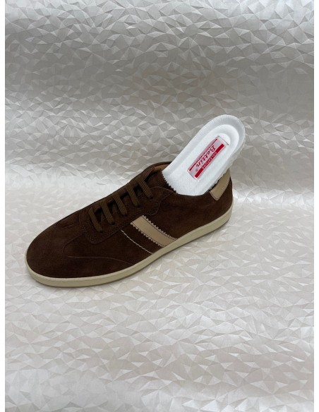 Sneakers Stringata Uomo in Camoscio Marrone e Beige – Plantare Estraibile – Bettin Calzature