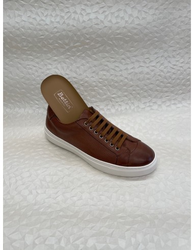 Sneakers Uomo in Pelle Blu o Cuoio – Fondo Gomma Bianco  – Plantare Estraibile – Bettin Calzature