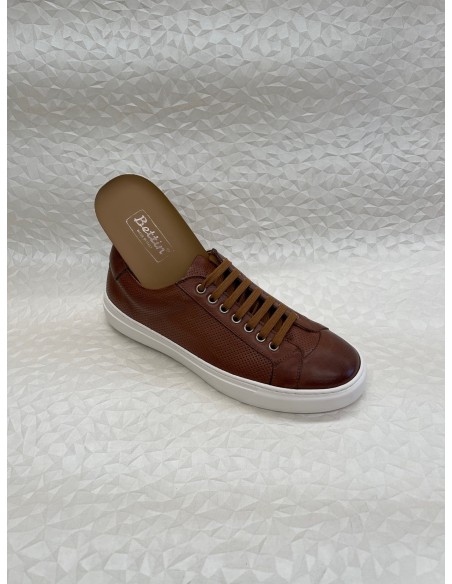 Sneakers Uomo in Pelle Blu o Cuoio – Fondo Gomma Bianco  – Plantare Estraibile – Bettin Calzature