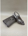 Coordinato Cerimonia Donna Pizzo Piombo con Tacco Argento – Slingback e Pochette – Bettin Calzature