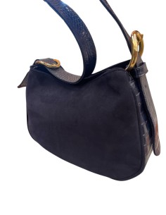 Borsa in camoscio e vitello cocco blu con tracolla regolabile | Bettin Calzature