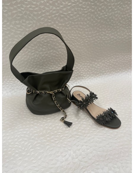 Coordinato Donna Sandalo Verde Militare e Secchiello – Bettin Calzature