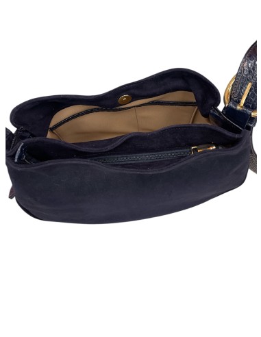 Borsa in camoscio e vitello cocco blu con tracolla regolabile | Bettin Calzature