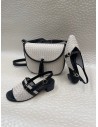Coordinato Donna Nappa Intrecciata Avorio e Nero – Borsa, Sandalo o Slingback – Bettin Calzature