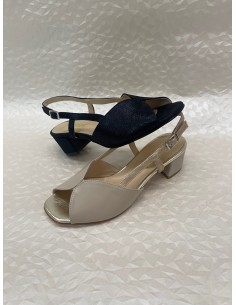 Sandalo Donna in Camoscio Stampato Blu o Nappa Beige – Tacco 4,5 cm – Bettin Calzature