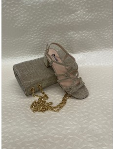 Sandalo Donna in Glitter Platino con Cinturini – Tacco 5 cm – Bettin Calzature